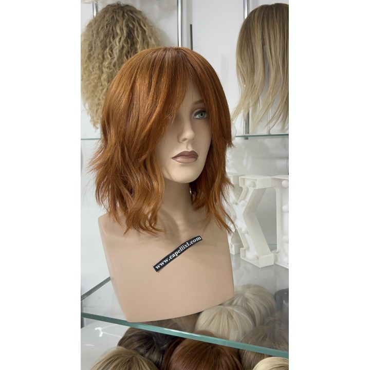 Parrucca di capelli veri remy con taglio corto scalato colore Rosso Rame