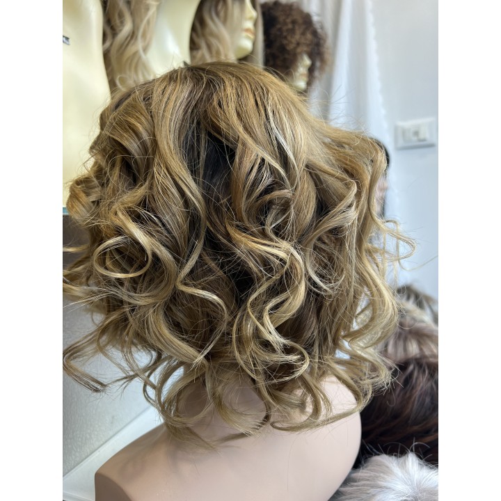 Parrucca capelli veri remy Colore balayage biondo con effetto ricrescita