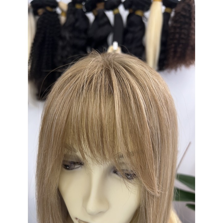 Parrucca con frangia 100%  capelli veri remy umani