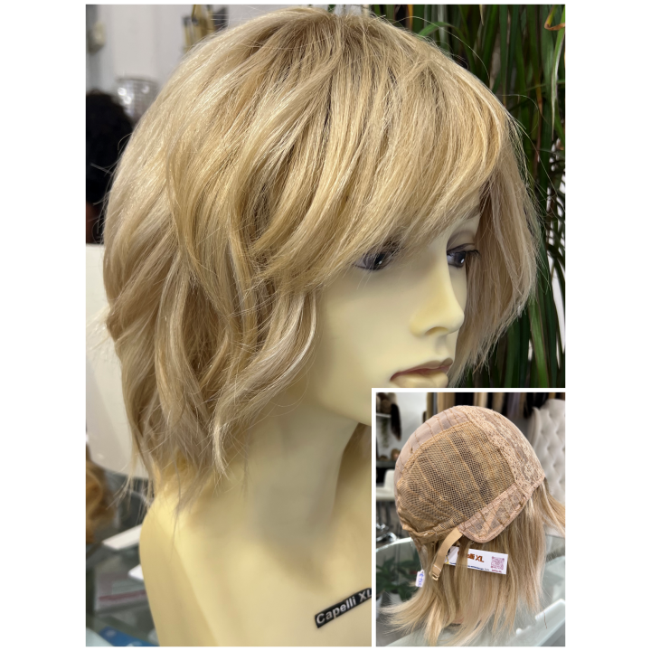 Parrucca bionda di capelli veri capelli corti