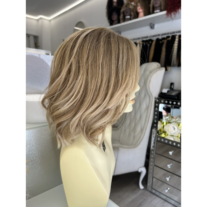 Parrucca Norin: Capelli Veri Remy Biondo Chiarissimo, Taglio Scalato