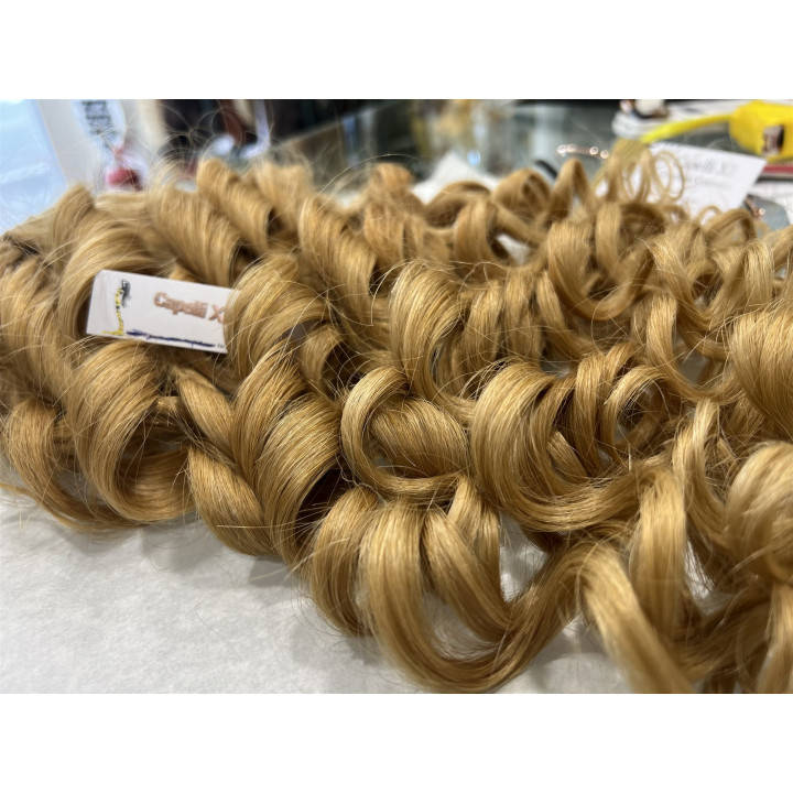 Ciocche Ricci XL Premium Biondo Naturale 1607 | Cheratina o Micro-ring | Capelli XL