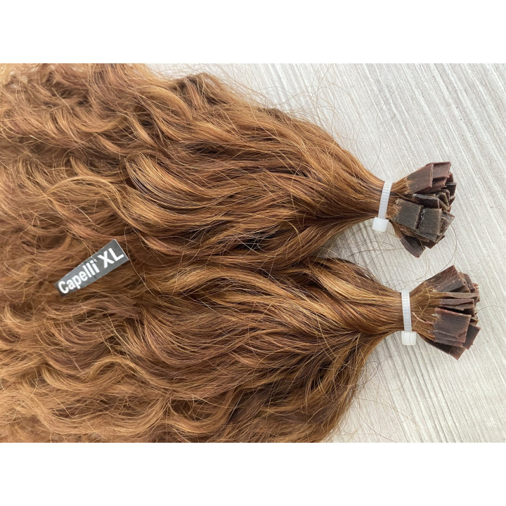 Ciocche Ricci XL Premium Biondo Naturale 1607 | Cheratina o Micro-ring | Capelli XL