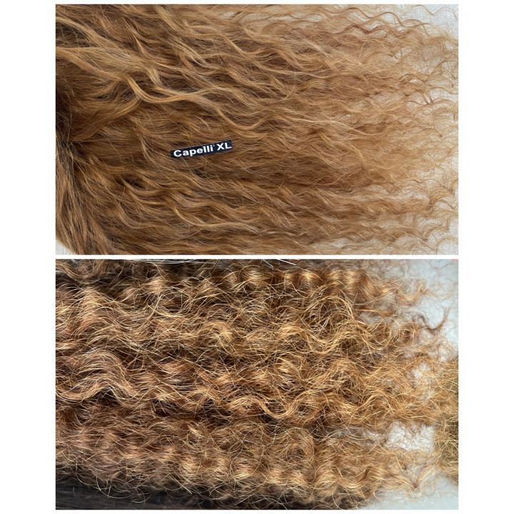 Ciocche Ricci XL Premium Biondo Naturale 1607 | Cheratina o Micro-ring | Capelli XL