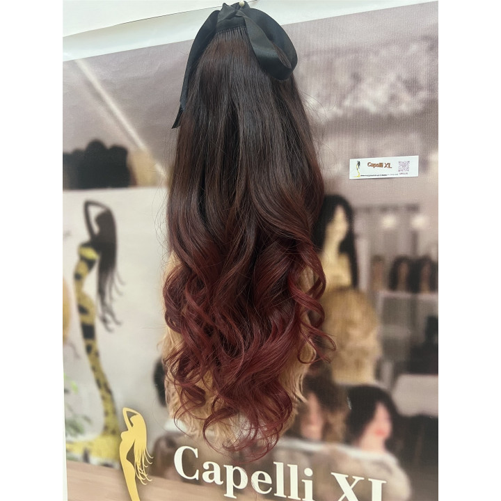 Coda di Capelli Veri Rosso Rubino Sfumato Capelli XL
