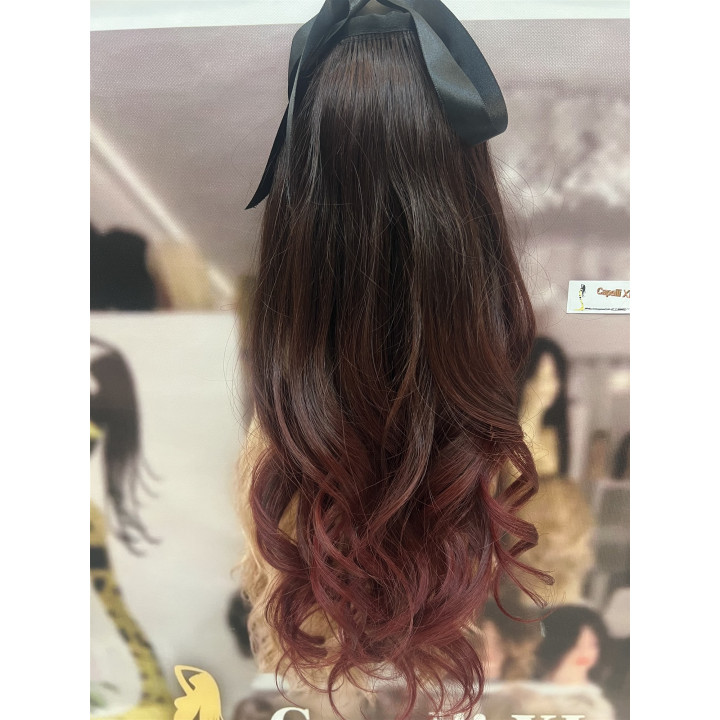 Coda di Capelli Veri Rosso Rubino Sfumato Capelli XL