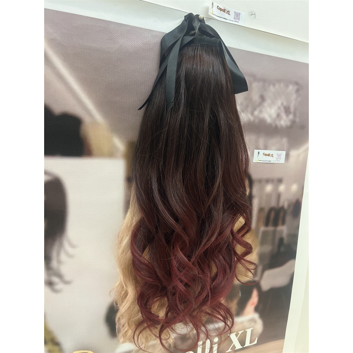 Coda di Capelli Veri Rosso Rubino Sfumato Capelli XL