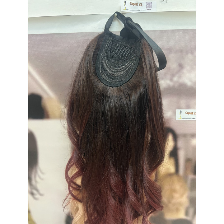 Coda di Capelli Veri Rosso Rubino Sfumato Capelli XL