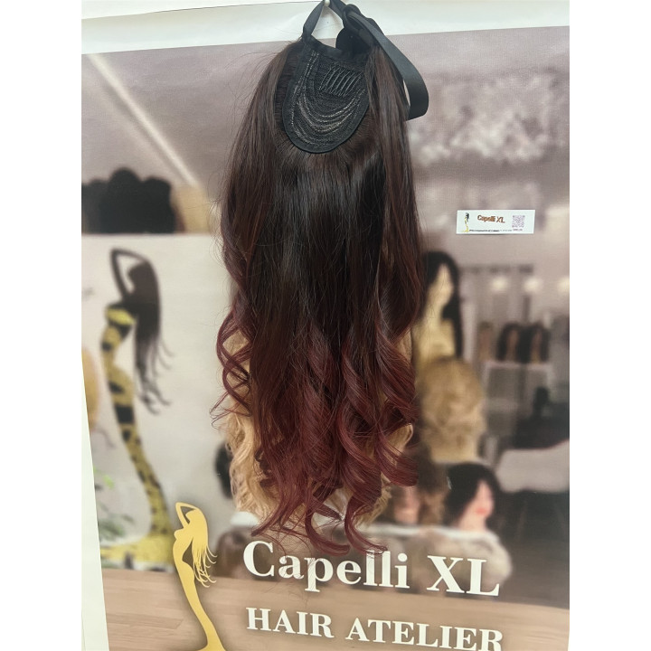 Coda di Capelli Veri Rosso Rubino Sfumato Capelli XL