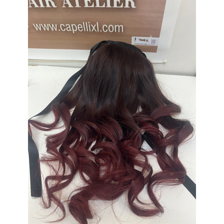 Coda di Capelli Veri Rosso Rubino Sfumato Capelli XL