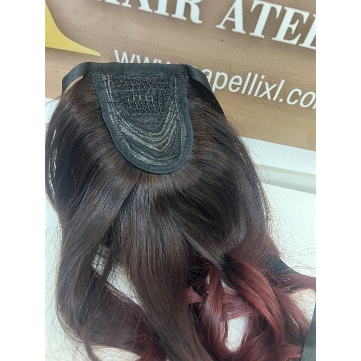 Coda di Capelli Veri Rosso Rubino Sfumato Capelli XL