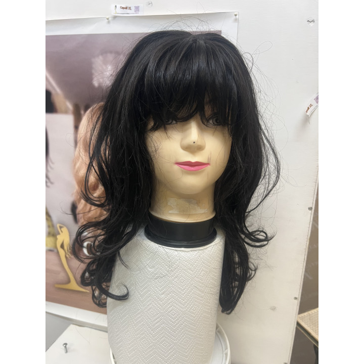 Parrucca Sintetica Nera Lunga 65 cm con Frangia – Halloween 1668
