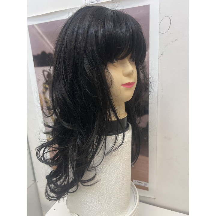 Parrucca Sintetica Nera Lunga 65 cm con Frangia – Halloween 1668