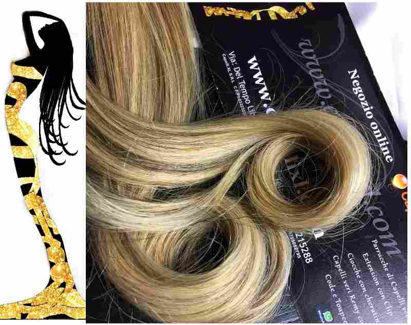 Extension con clip, capelli lunghissimi Capelli veri Remy Europei Colore biondo sfumato Balayage