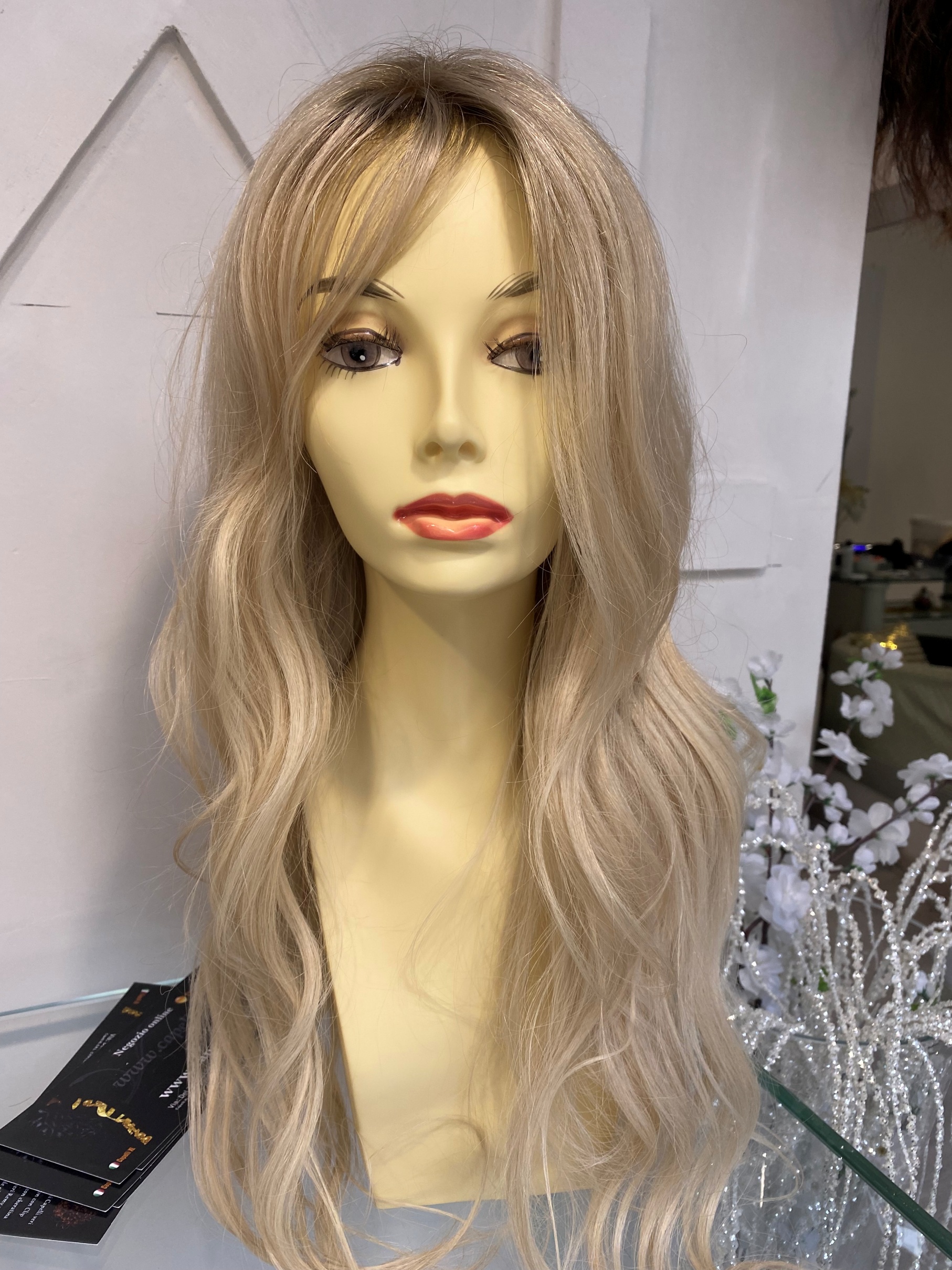 Parrucca Capelli veri remy biondo platino freddo con effetto ricrescita capelli lunghi fino a 90cm