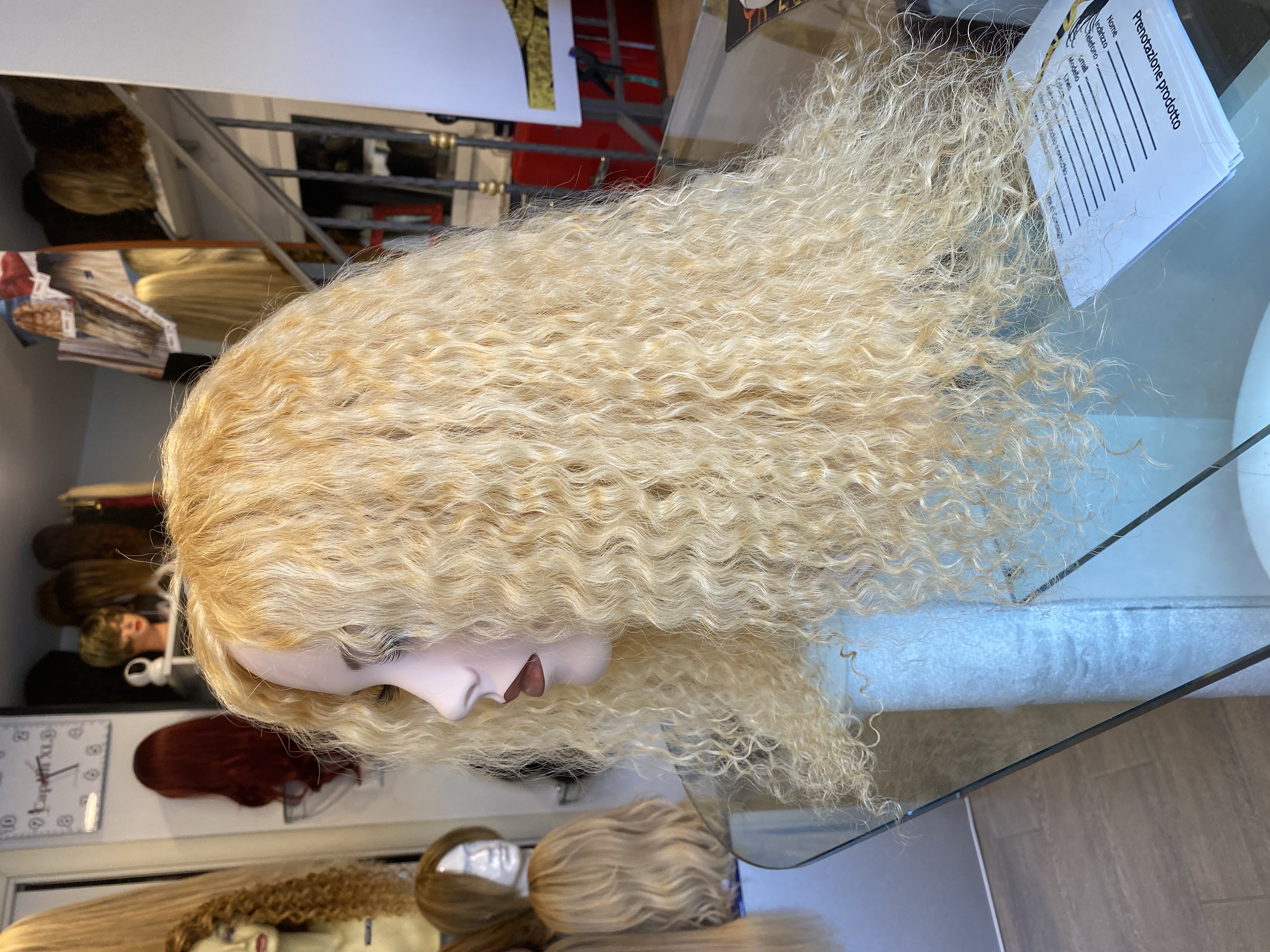 Parrucca riccia capelli veri remy brasiliani colore Biondo dorato
