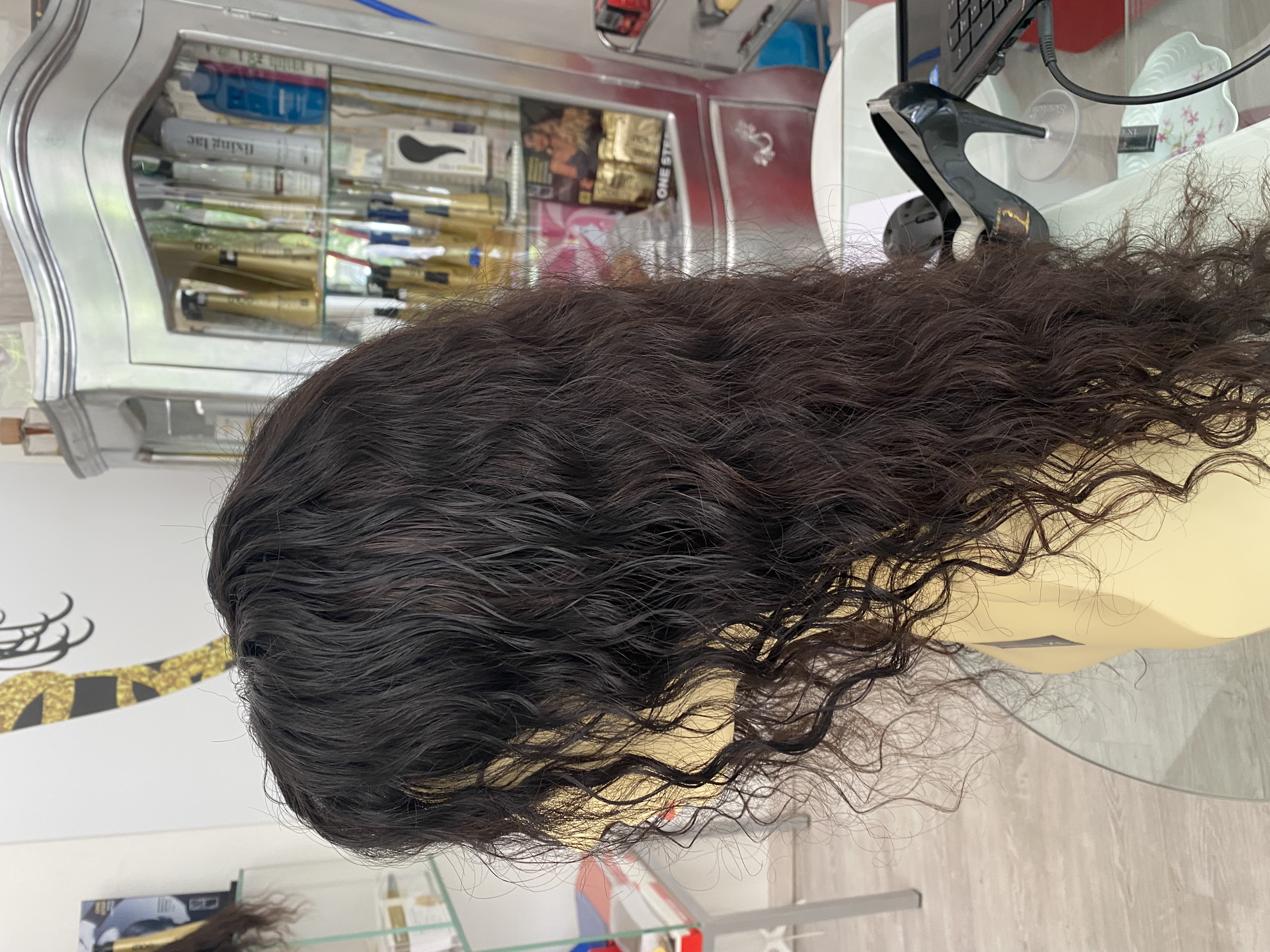 Parrucca di capelli veri remy vergini capelli lisci Mossi o ricci Colore castano naturale fatta su misura