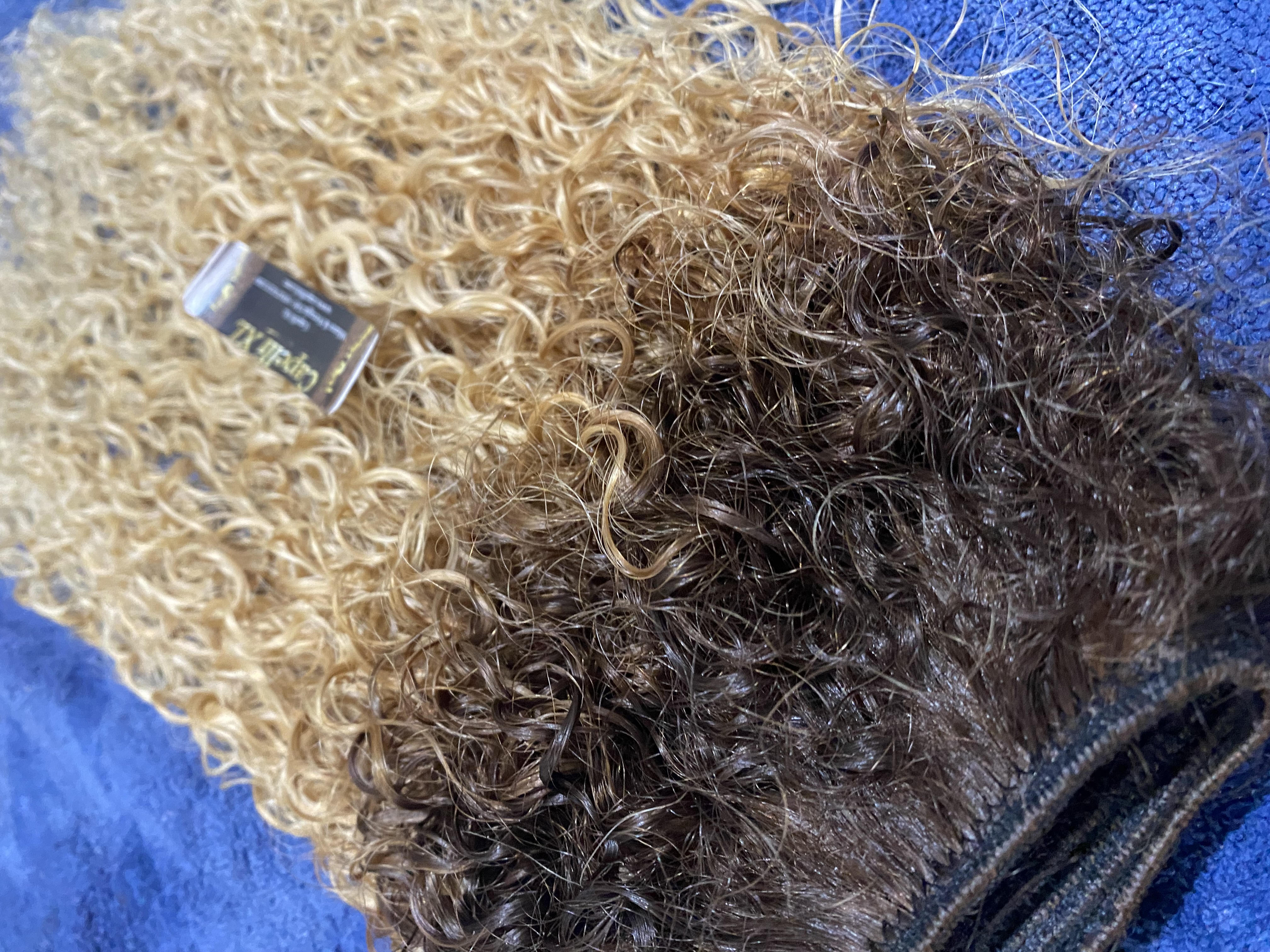 Extension con clip, capelli riccissimi Capelli veri Remy Brasiliani Colore biondo Ramato