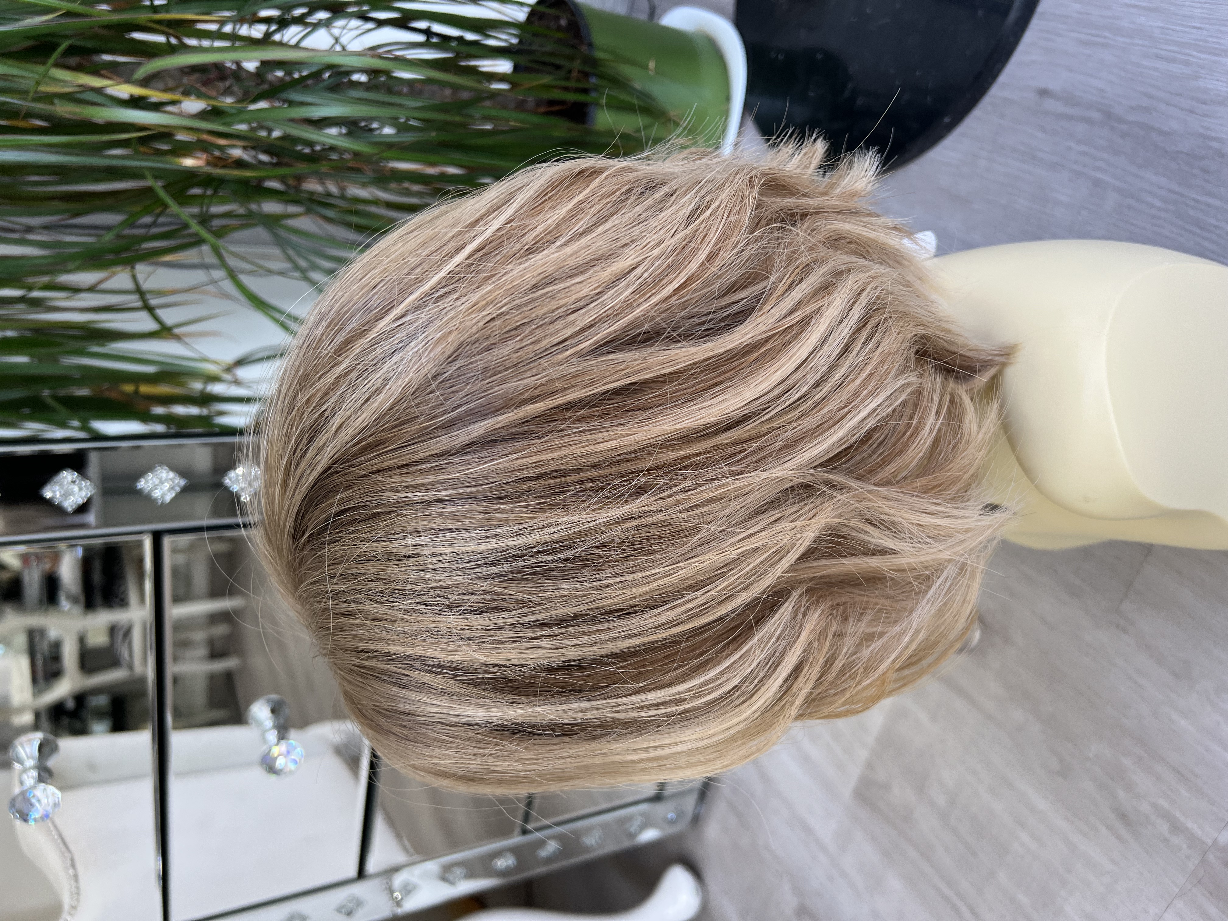 Parrucca Capelli veri remy colore biondo chiarissimo base scura effetto balayage