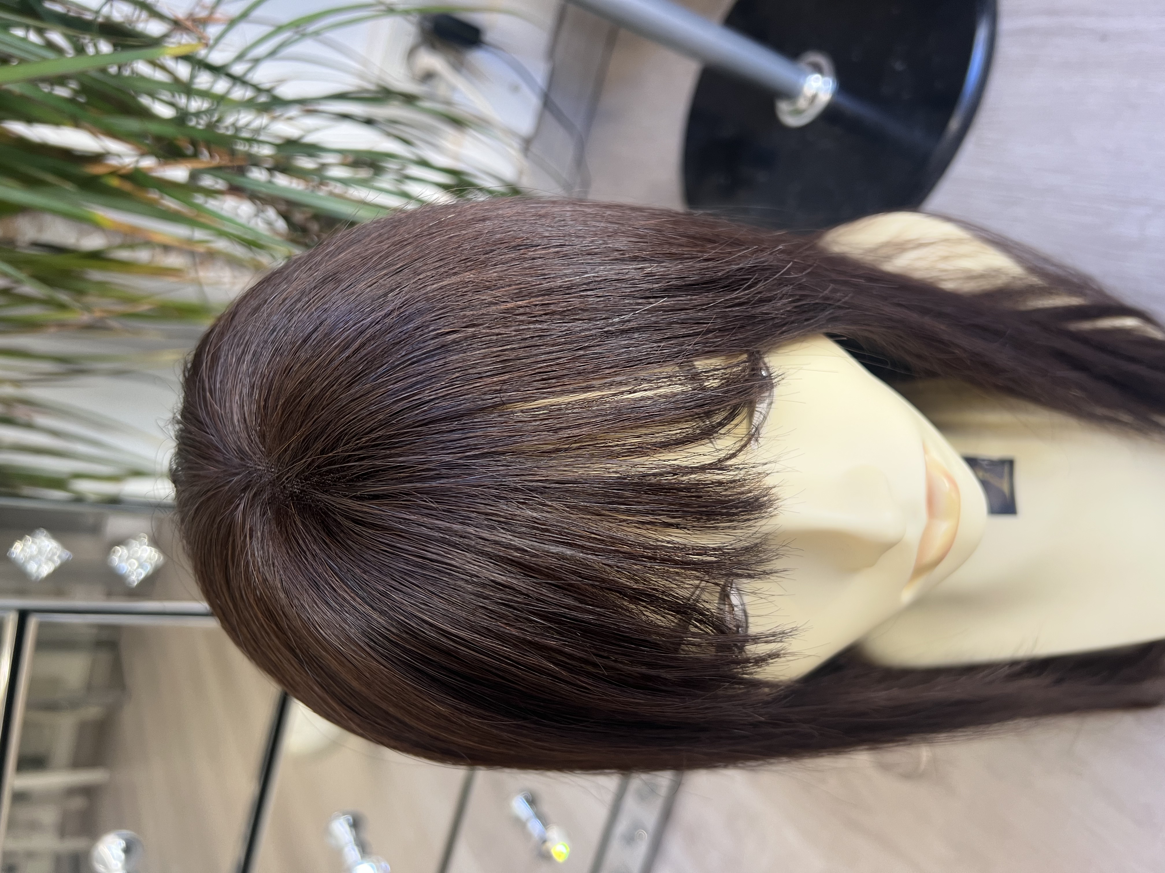 Parrucca di capelli veri remy vergini realizzata su misura Colore castano chiaro e varie lunghezze e colori disponibili