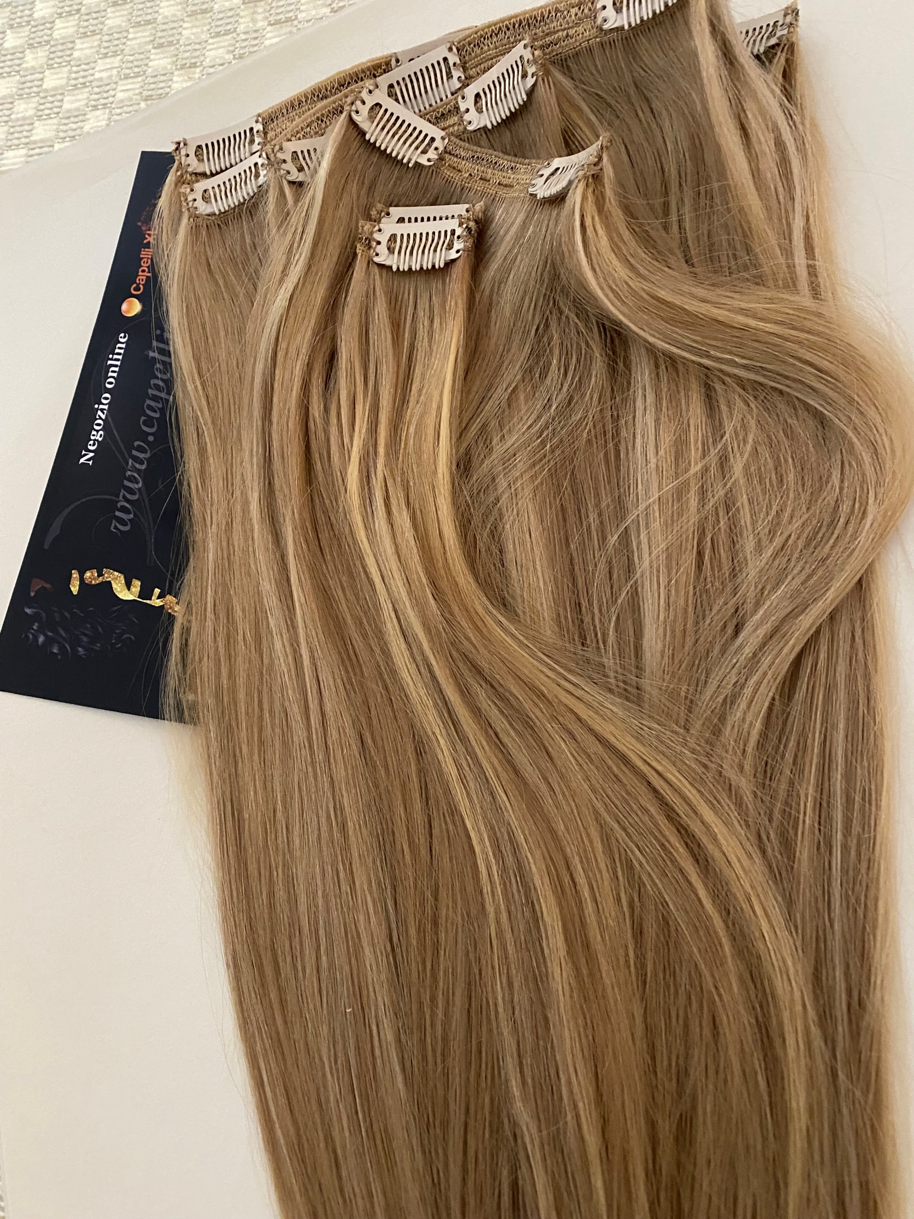Extension con clip, capelli lunghissimi Capelli veri Remy Europei Colore biondo sfumato Balayage