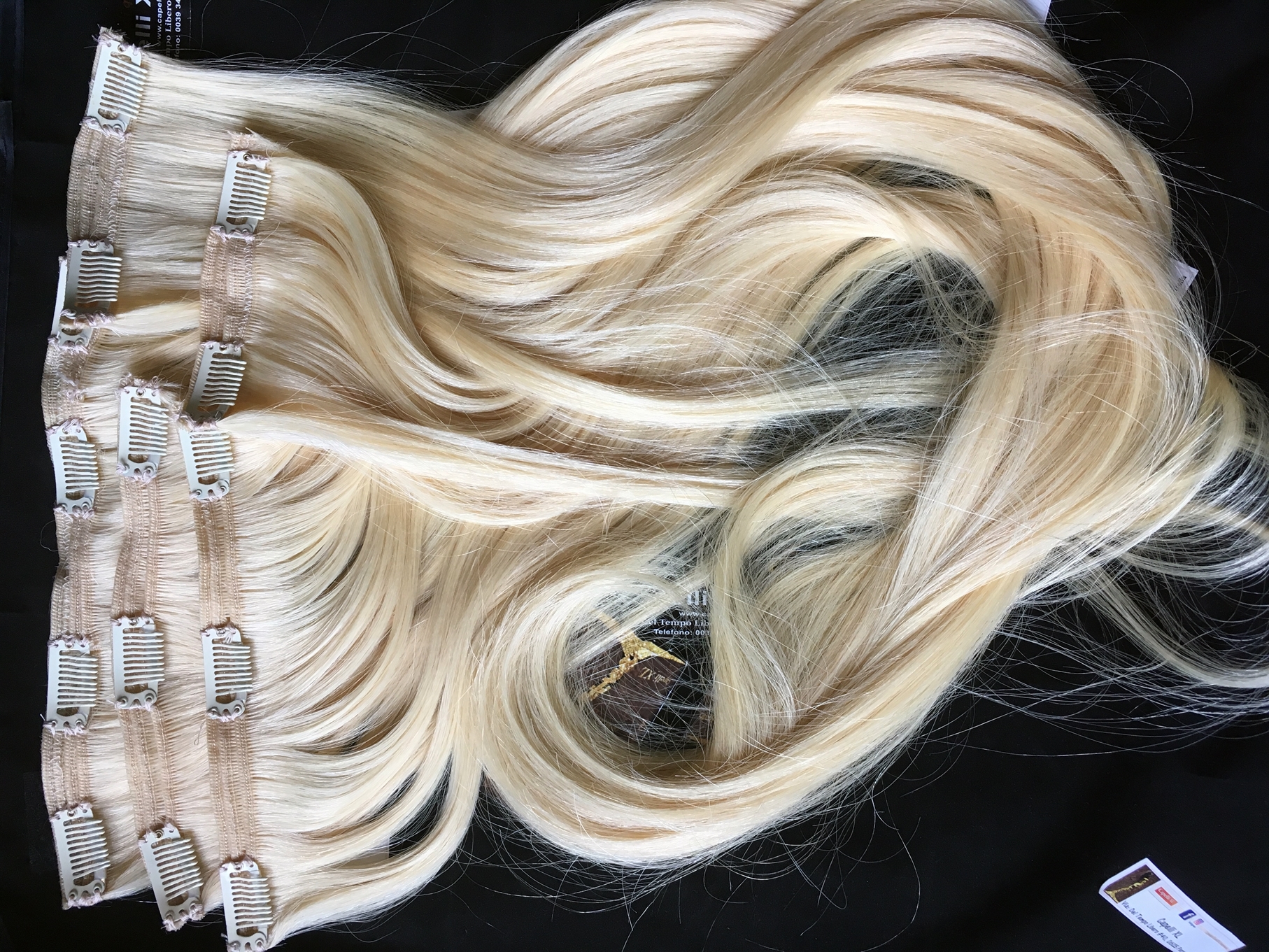 Fasce di Extension con clip, capelli Capelli veri Remy Europei Colore biondo platino capelli corti 30/35 centimetri Lisci o ondulati