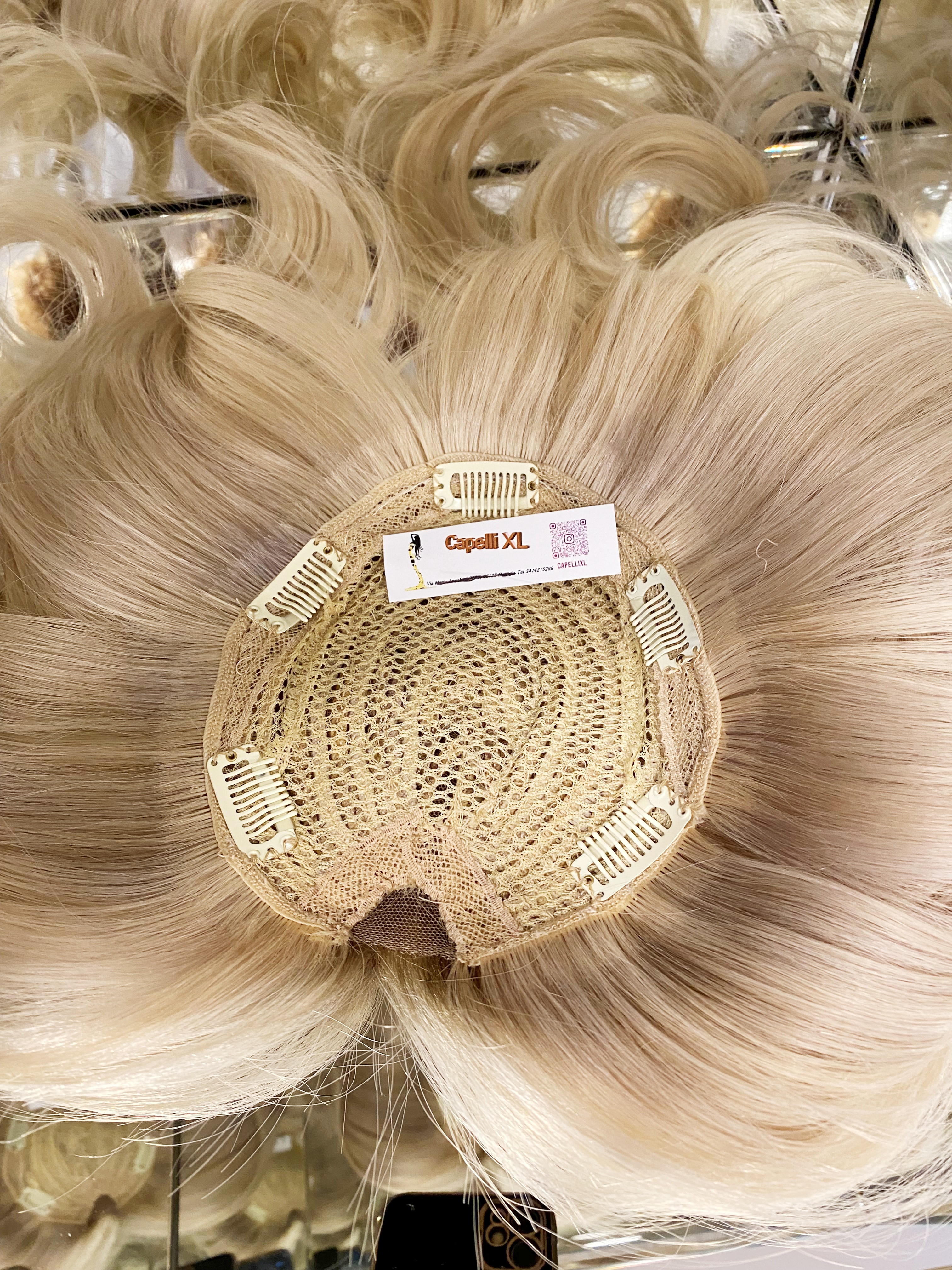 Toupet  calotta capelli veri biondi di origine Europei Per coprire la metà alta della testa e creare copertura e allungamento con effetto naturale