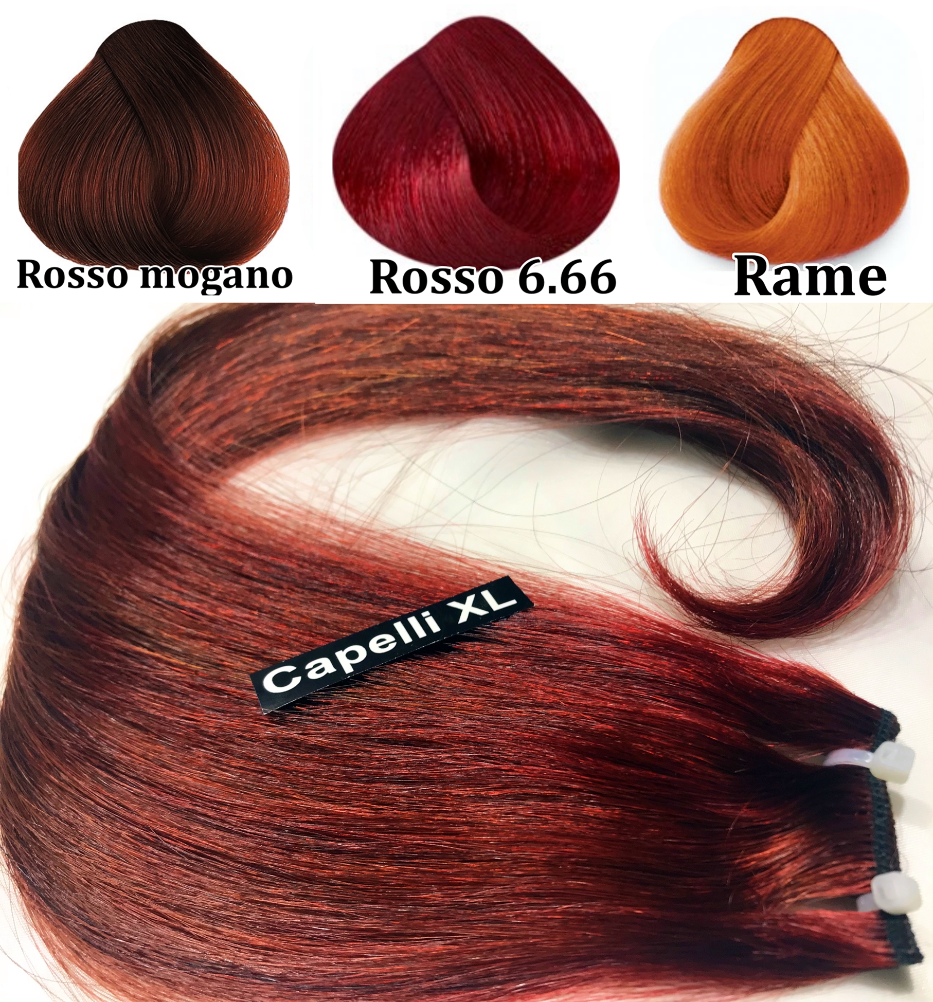 Capelli veri remy Colore Rosso 6.66 Rosso mogano, Colore rame